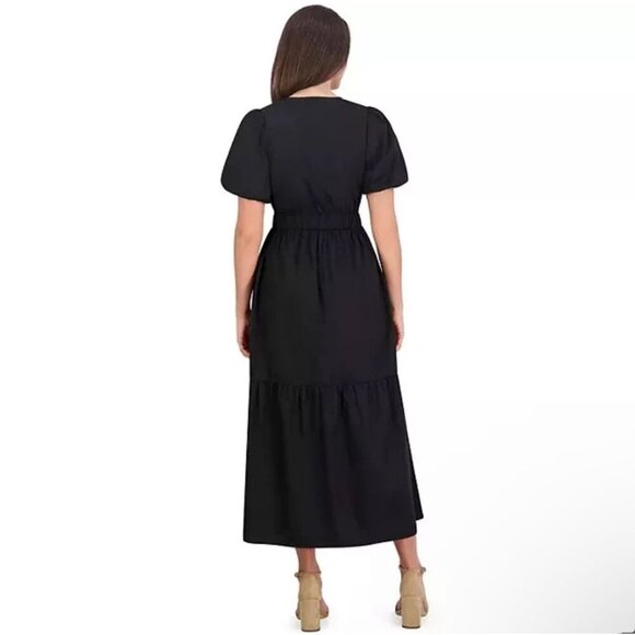 NWT French Connection Ladies Black Puff Sleeve Poplin Cotton Maxi‎ Dress Size L - Picture 5 of 15